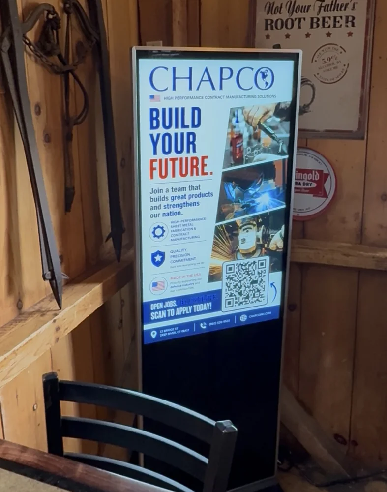 Freestanding floor totem in a Connecticut tavern